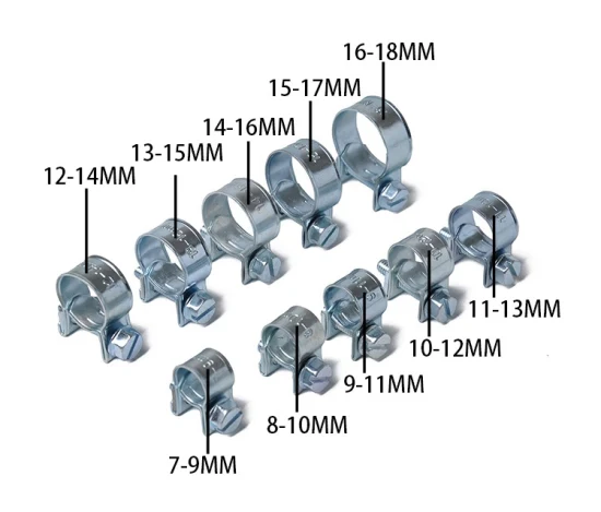 Mini braçadeira de parafuso e porca de aço inoxidável zincado de fábrica 6-34 mm